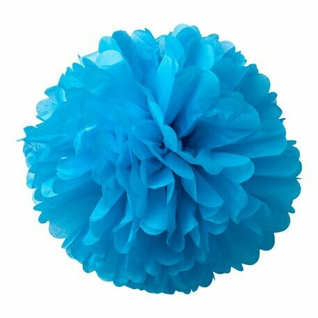 POMPONS PAPIER DE SOIE TURQUOISE 40 ET 50CM (x2)