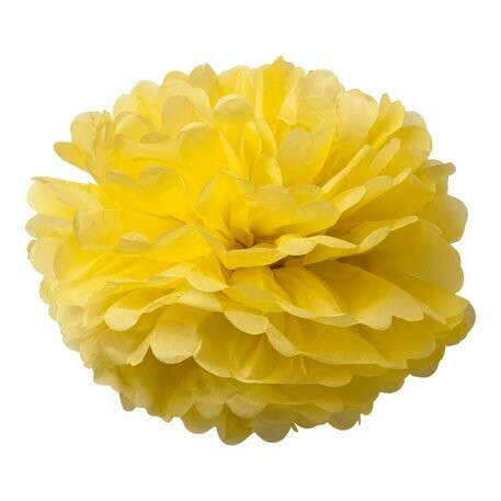 POMPONS PAPIER DE SOIE JAUNE 40 ET 50CM (x2)