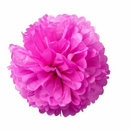 POMPONS PAPIER DE SOIE FUCHSIA 40 ET 50CM (x2)