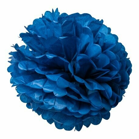 POMPONS PAPIER DE SOIE MARINE 40 ET 50CM (x2)