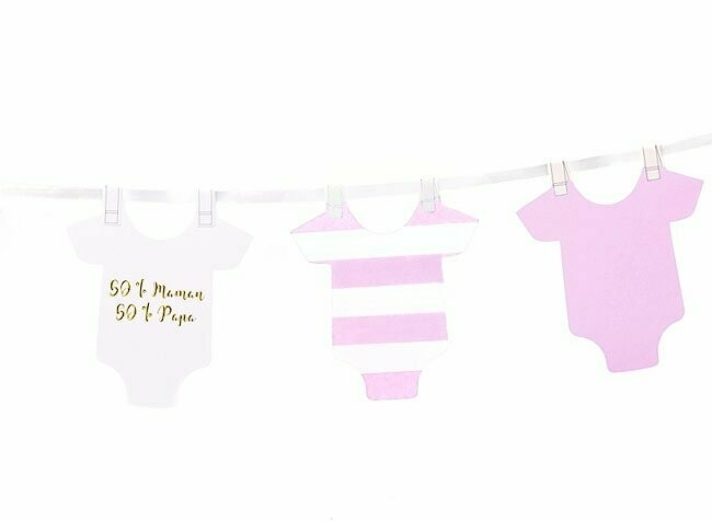 GUIRLANDE 9 BODIES BEBE PAPIER ROSE ET DORURE OR 1.90M