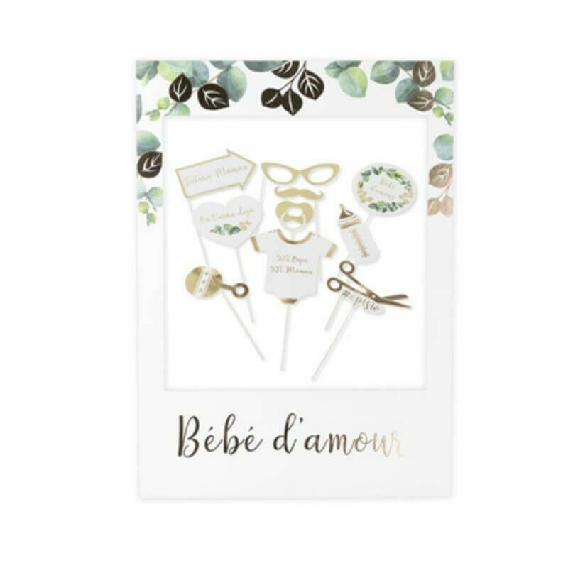 KIT PHOTOBOOTH BEBE D'AMOUR 10 PCS + CADRE