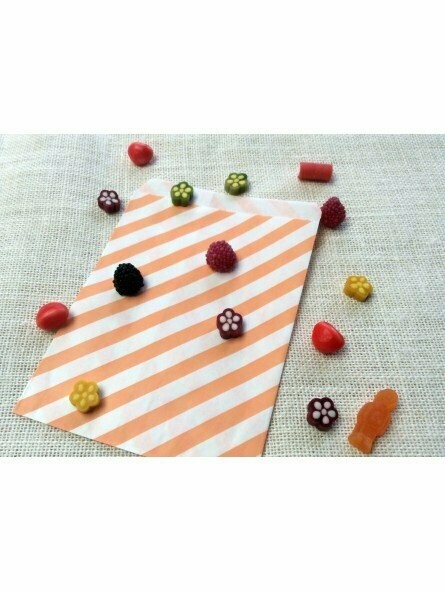 SACHET CANDY BAR RAYURES PECHE 18X13CM (x24)