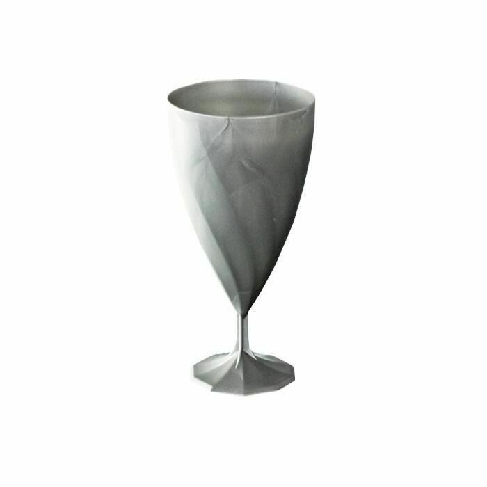 VERRE A VIN 15CL PLASTIQUE ARGENT (x6)