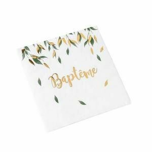 SERVIETTE BAPTEME DESCENTE VEGETALE ET OR (x16)