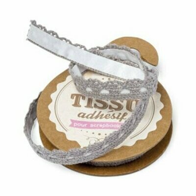 RUBAN DENTELLE GRISE ADHESIVE 1CM X2M RUBAN DENTELLE GRISE ADHESIVE 1CM X2M