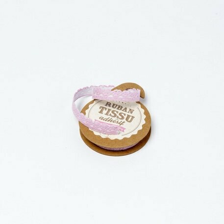 RUBAN DENTELLE ROSE ADHESIVE 1CM X2M