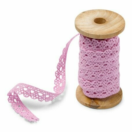 DENTELLE ROSE 1CMX5M BOBINE BOIS