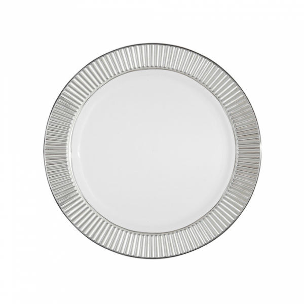 ASSIETTE RONDE PLASTIQUE 19CM BLANCHE LISERET ARGENT (x6)
