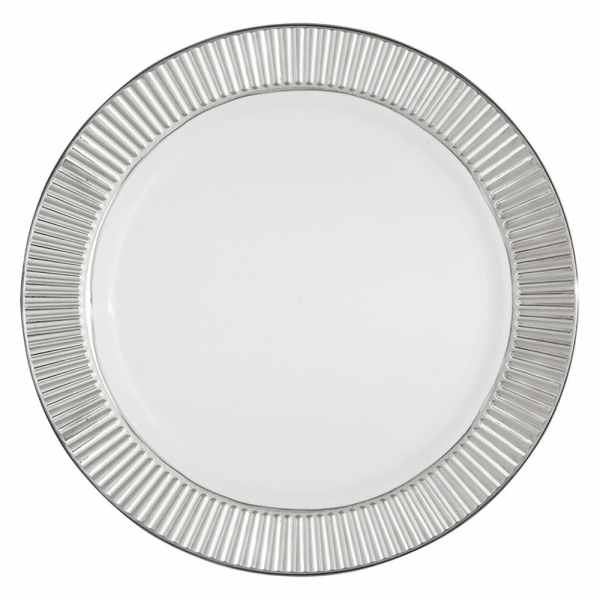 ASSIETTE RONDE PLASTIQUE 25CM BLANCHE LISERET ARGENT (x6)