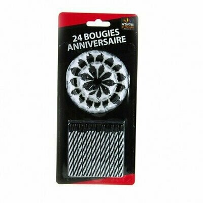 BOUGIES FUCHSIA / NOIRE + BOBECHES (x24)