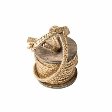 RUBAN TRESSE JUTE DORÉE 1CMX4M SUR BOBINE BOIS