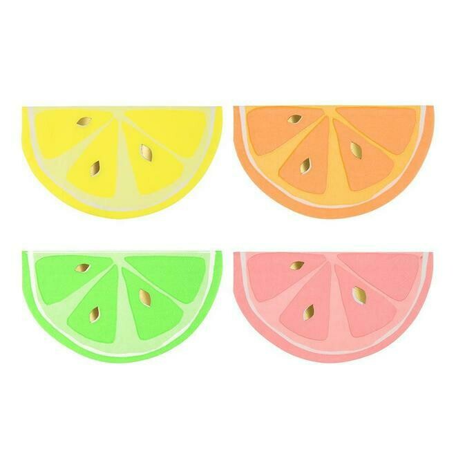 SERVIETTE AGRUME FLASHY 4 COULEURS (x16)