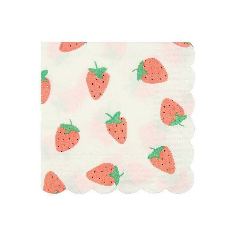 SERVIETTE FRAISE PETIT MODÈLE 12.7CM (x16)