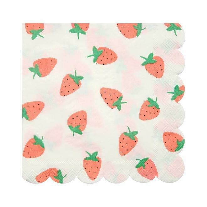 SERVIETTE FRAISE GRAND MODÈLE 16.5CM (x16)