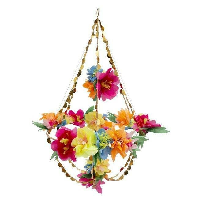 CHANDELIER FLEURS  ET DORURE 50CM