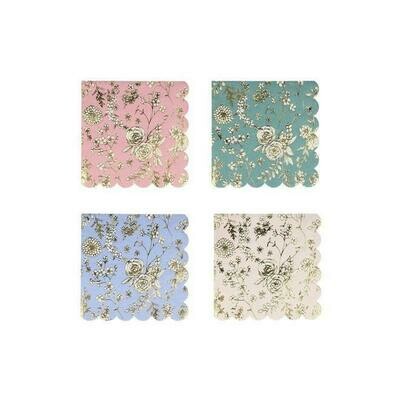 SERVIETTE COCKTAIL JARDIN ANGLAIS 4 COULEURS (x16)