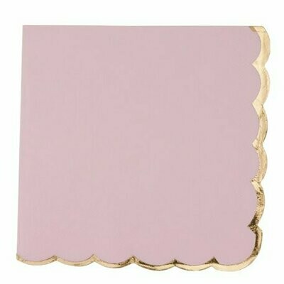 SERVIETTE ROSE POUDRE ET OR 2 PLIS 33X33CM (x16)