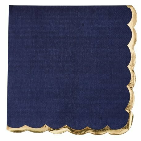 SERVIETTE BLEU MARINE ET OR 2 PLIS 33X33CM (x16)