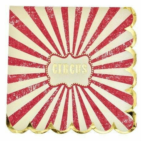 SERVIETTE CIRCUS VINTAGE IVOIRE ROUGE ET OR 3 PLIS 33X33CM (x16)