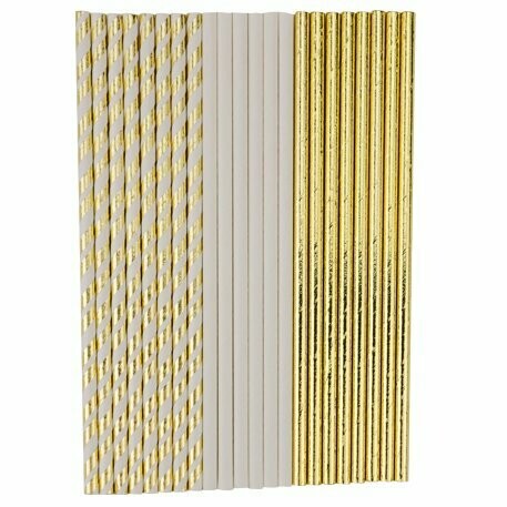 PAILLE BLANCHE & OR 19.5CM (x22)