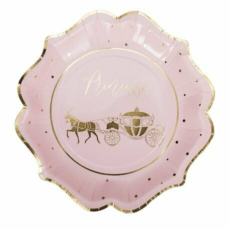 ASSIETTE PRINCESSE ROSE ET OR 22.5CM (x8)