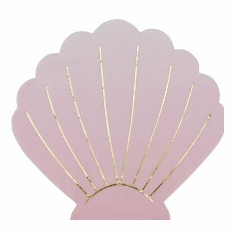 SERVIETTE COQUILLAGE ROSE ET OR 3 PLIS 33X33CM (x16)