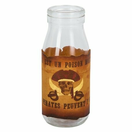 ÉTIQUETTE ADHÉSIVE PIRATE KRAFT ET OR 19.5x8.5CM   POUR BOUTEILLE (x8)