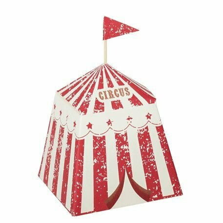 CONTENANT CIRCUS VINTAGE IVOIRE ET ROUGE 6x6x7CM (x8)