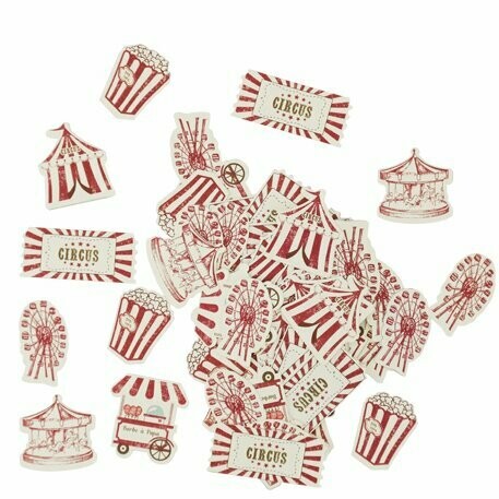 CONFETTIS CIRCUS VINTAGE IVOIRE ET ROUGE 2 A 4.5CM (x100)