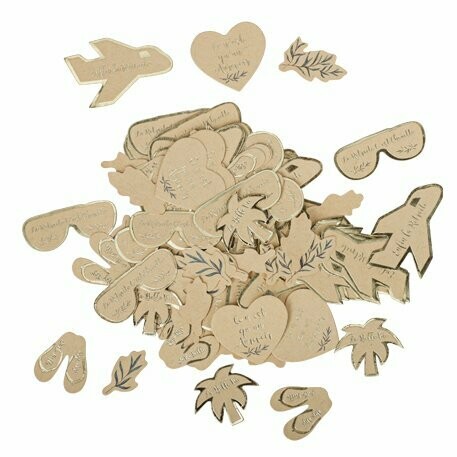 CONFETTIS RETRAITE BEIGE FEUILLES D'OLIVIER ET OR 1.5 A 5CM (x100)