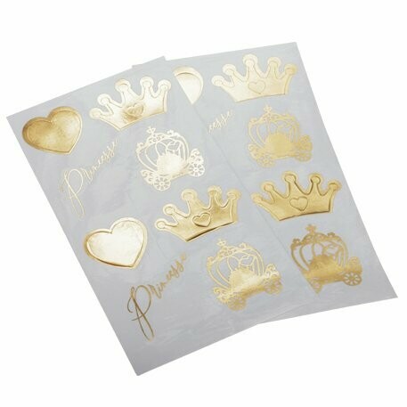STICKERS DORES PRINCESSE TOUS SUPPORTS 2.5 A 4.5 CM (x16)
