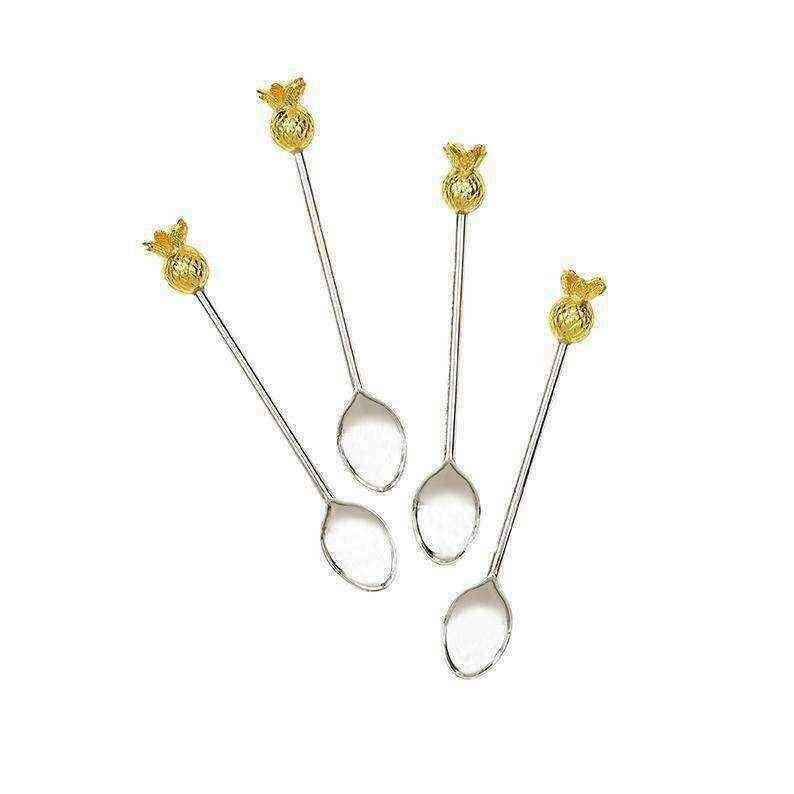 CUILLERE A THE ANANAS DORE 10CM (x4)