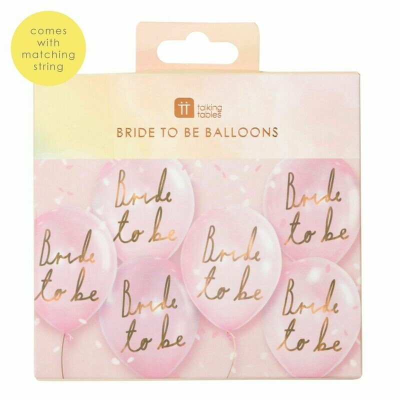 BALLON ROSE "BRIDE TO BE" OR 30CM (x6)