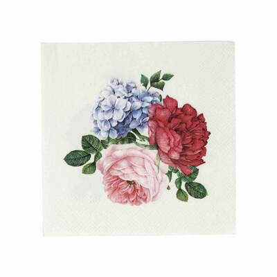 SERVIETTE COCKTAIL FLEURS VINTAGE 25x25CM (x20)