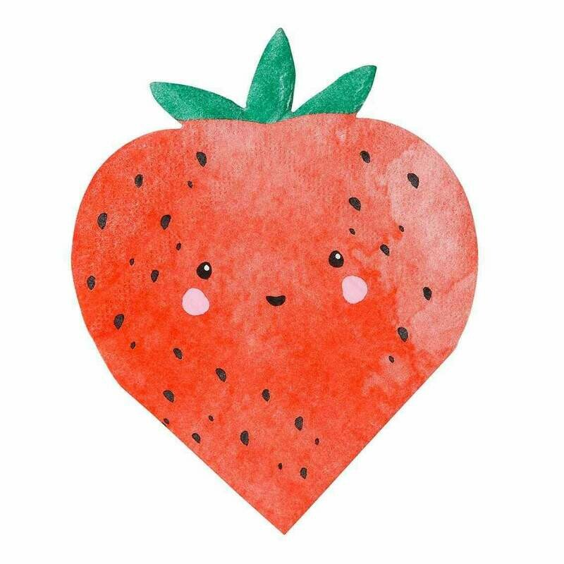 SERVIETTE FORME FRAISE (x16)