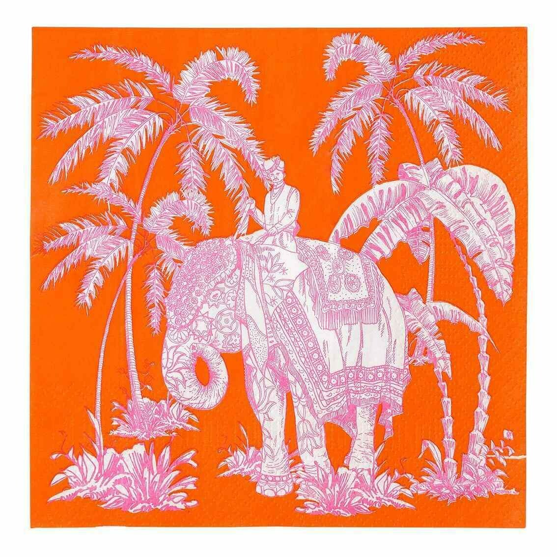 SERVIETTE ORANGE MOTIF INDIEN 33x33CM (x20)