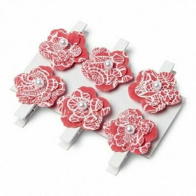 FLEUR SUR PINCE LIN GYPSY CORAIL 3CM (x6)