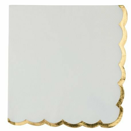 SERVIETTE BLANCHE ET LISERÉ OR 3 PLIS 33X33CM (x16)