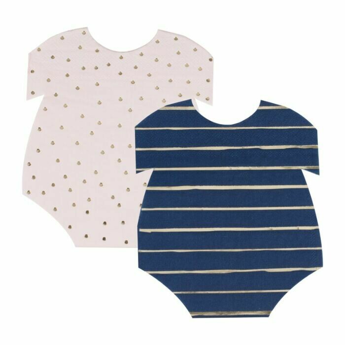 SERVIETTE FORME BODY ROSE ET BLEU 16CM (x16)