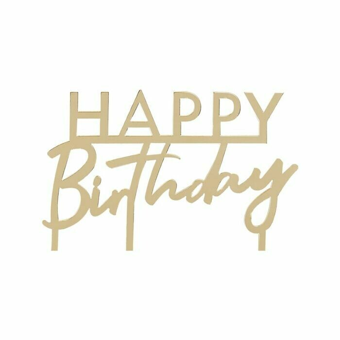 CAKE TOPPER "HAPPY BIRTHDAY" OR 12X11CM