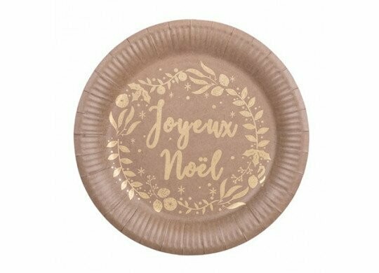 ASSIETTE KRAFT JOYEUX NOEL OR 23CM (x8)