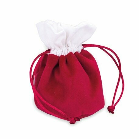 POCHON BOURSE VELOURS ROUGE ET COTON BLANC 6X11.5CM (x4)