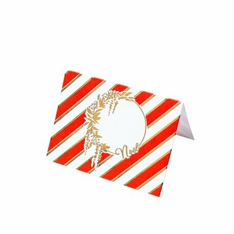 MARQUE PLACE TRADITIONNEL ROUGE BLANC OR 8X6CM (x8)