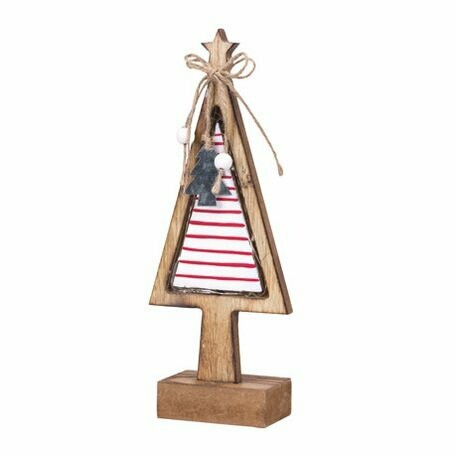 SAPIN LUMINEUX SUR SOCLE BOIS 27CM