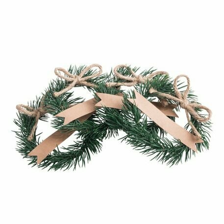 MARQUE PLACE COURONNE DE SAPIN ETIQUETTE KRAFT NOEUD JUTE 6CM (x4)