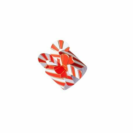 ROND DE SERVIETTE TRADITIONNEL SUCRE D'ORGE ROUGE BLANC OR 22X4CM (x8)