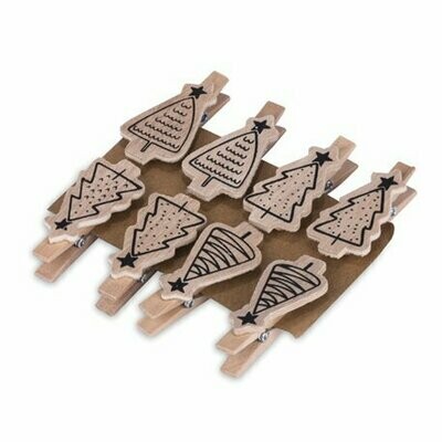 PINCE SAPIN BOIS ET NOIR 5X2.5 CM (x8)