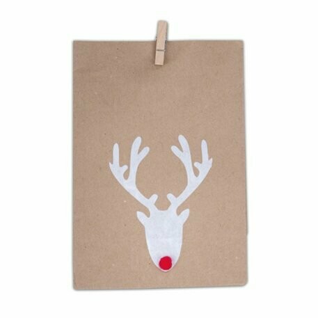 SACHET RUDOLPH KRAFT NEZ POMPONROUGE AVEC PINCES 14X20CM (x4)