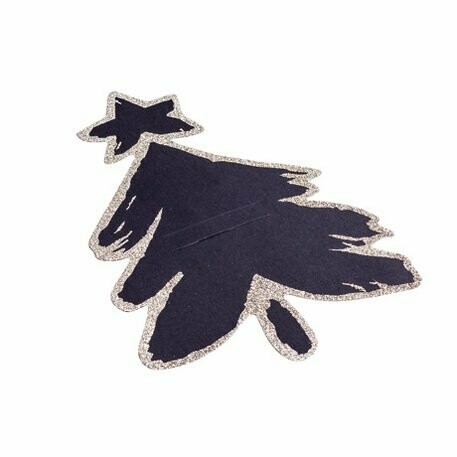 PORTE-COUVERTS SAPIN NOIR MAT PAILLETTES CHAMPAGNE 14.2X21CM (x8)